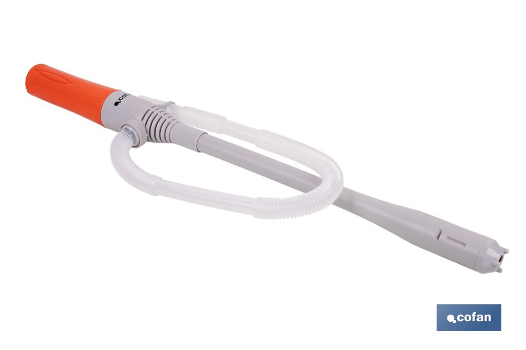 Bomba de transferencia de líquidos portátil | Funcionamiento a pilas | Bomba autocebante con manguera de 60 cm - Cofan