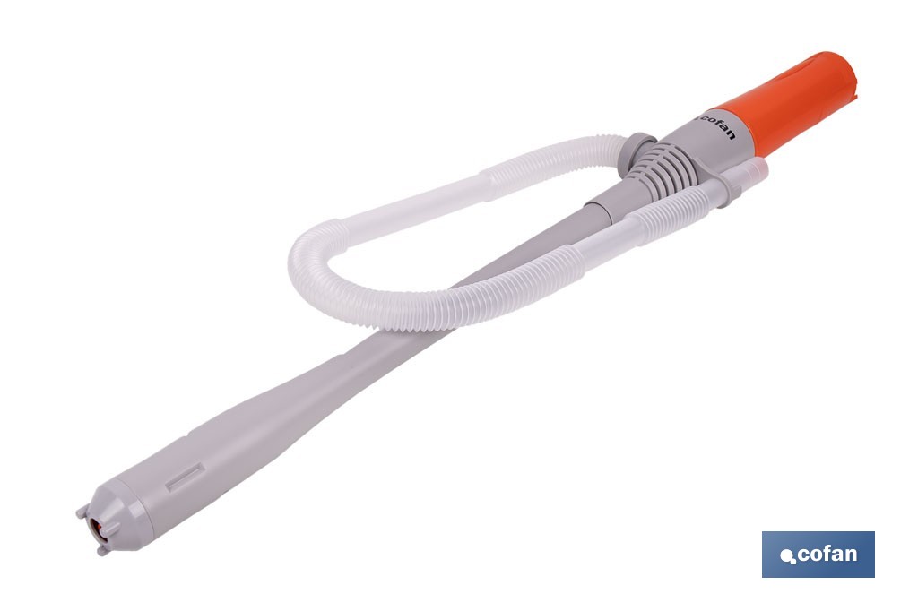 Bomba de transferencia de líquidos portátil | Funcionamiento a pilas | Bomba autocebante con manguera de 60 cm - Cofan