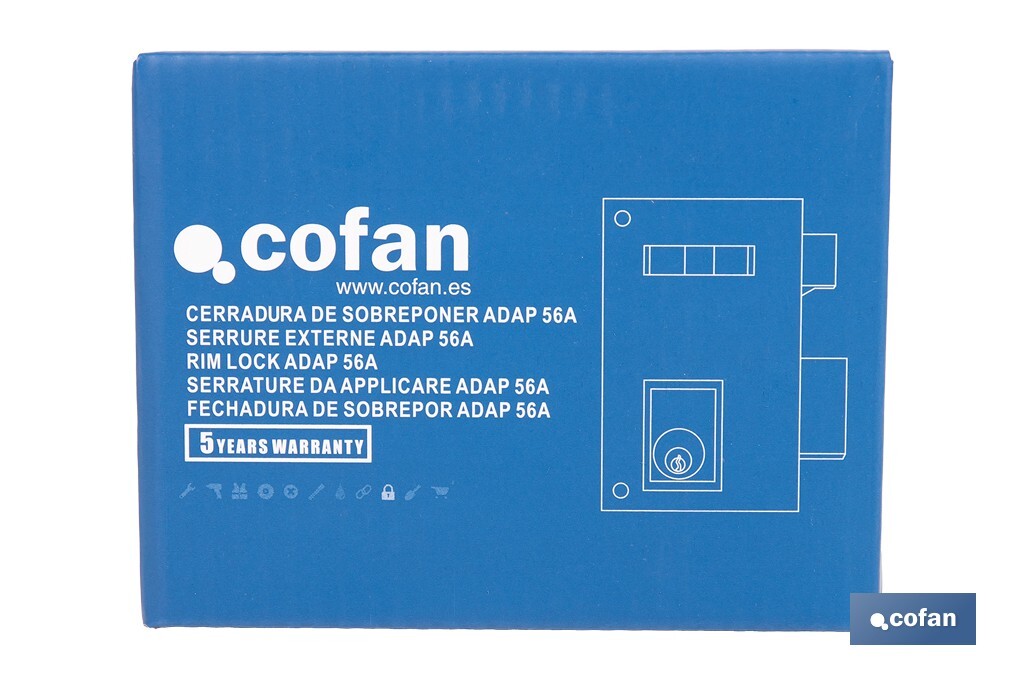 Cerradura de sobreponer de derecha | Adaptable al modelo 56A | Cilindro de Ø25 mm | Incluye 3 llaves | Disponible en dos medidas diferentes - Cofan