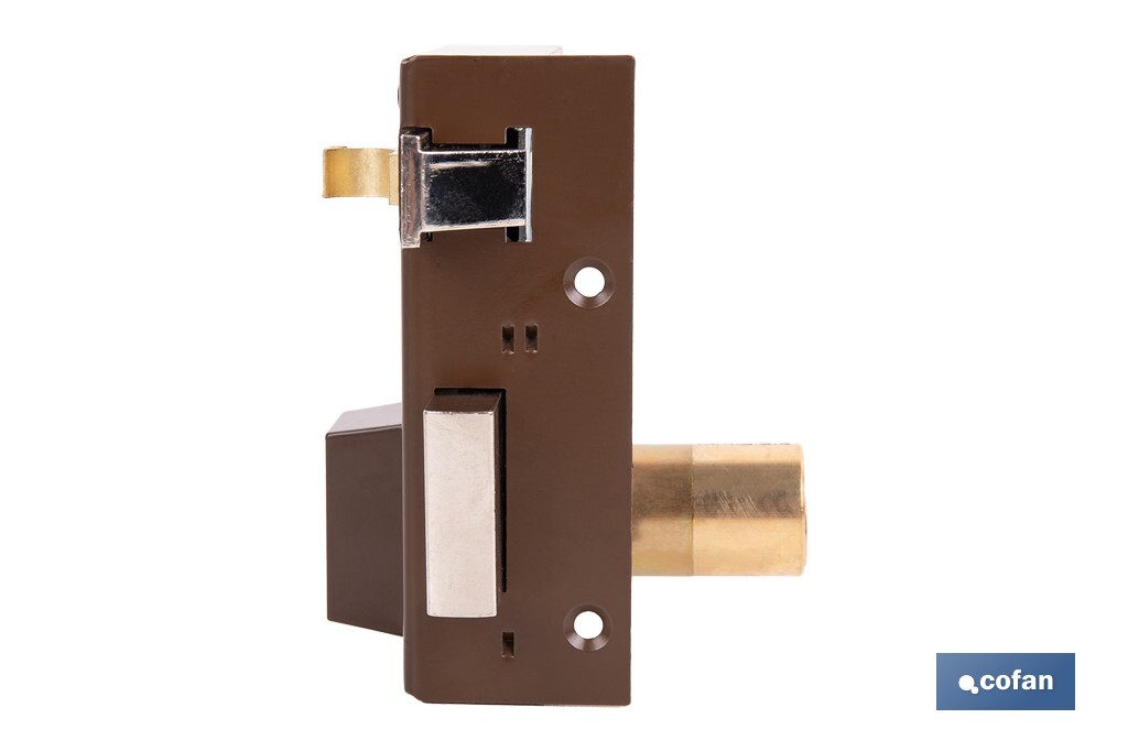 Cerradura de sobreponer de derecha | Adaptable al modelo 56A | Cilindro de Ø25 mm | Incluye 3 llaves | Disponible en dos medidas diferentes - Cofan
