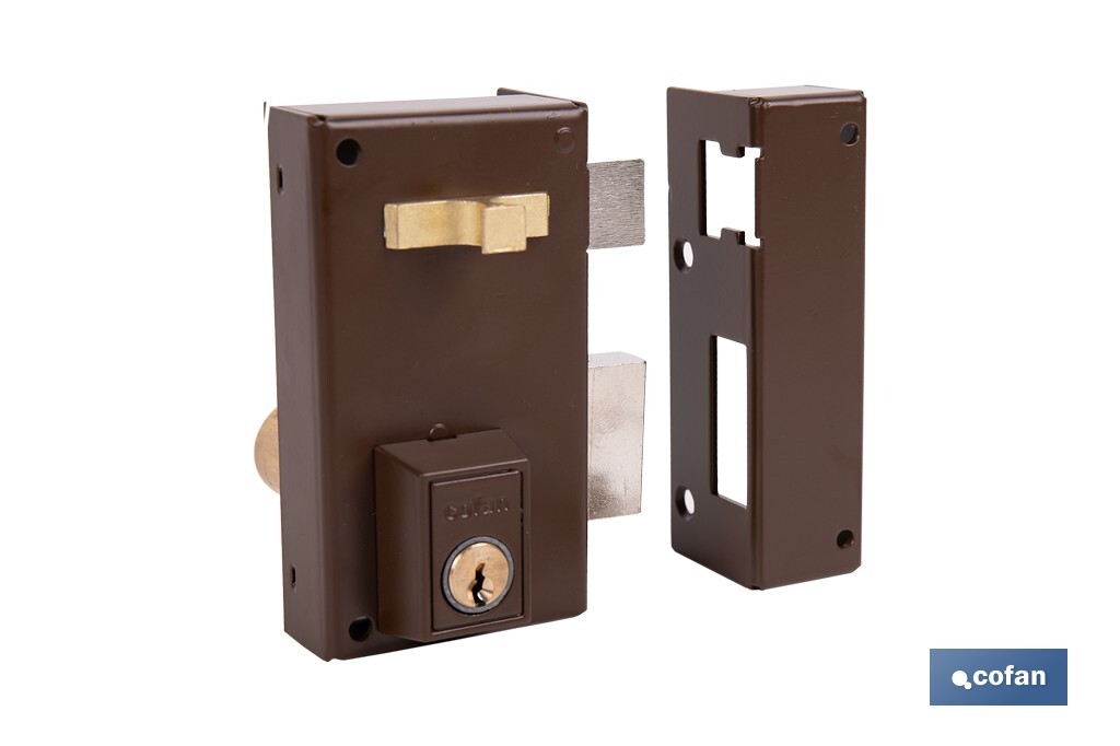 Cerradura de sobreponer de derecha | Adaptable al modelo 56A | Cilindro de Ø25 mm | Incluye 3 llaves | Disponible en dos medidas diferentes - Cofan