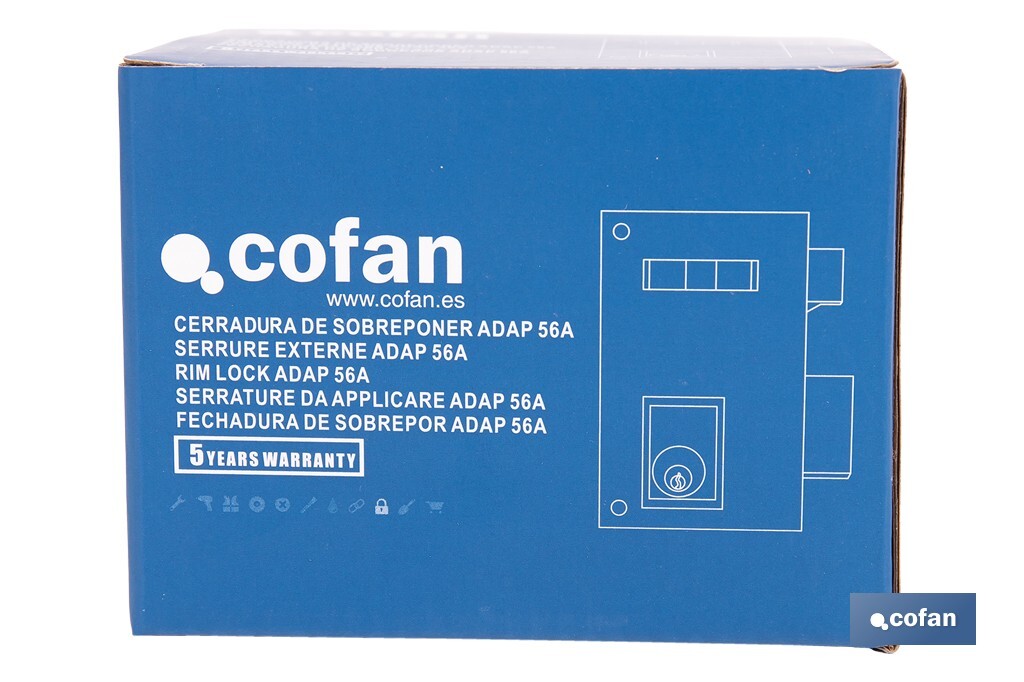 Cerradura de sobreponer de derecha | Adaptable al modelo 56A | Cilindro de Ø25 mm | Incluye 3 llaves | Disponible en dos medidas diferentes - Cofan