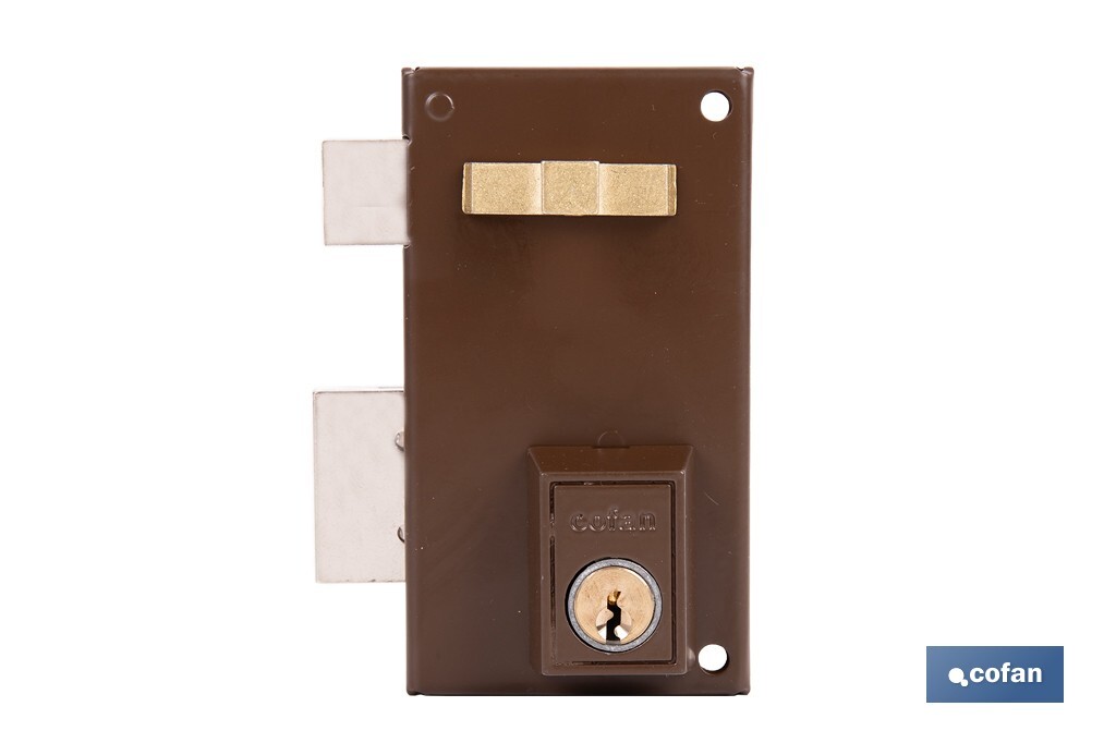 Cerradura de sobreponer de izquierda | Adaptable al modelo 56A | Cilindro de Ø25 mm | Incluye 3 llaves | Disponible en dos medidas diferentes - Cofan