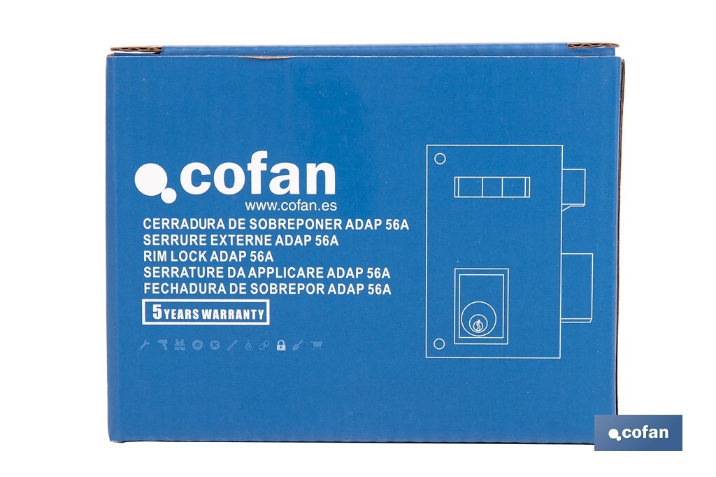 Cerradura de sobreponer de izquierda | Adaptable al modelo 56A | Cilindro de Ø25 mm | Incluye 3 llaves | Disponible en dos medidas diferentes - Cofan