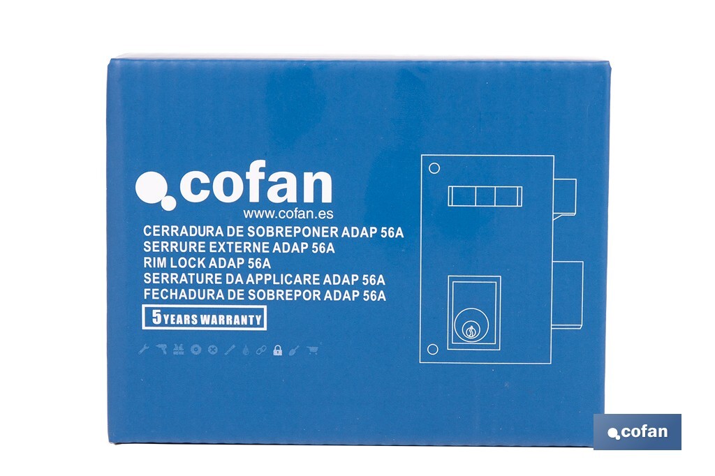 Cerradura de sobreponer de izquierda | Adaptable al modelo 56A | Cilindro de Ø25 mm | Incluye 3 llaves | Disponible en dos medidas diferentes - Cofan