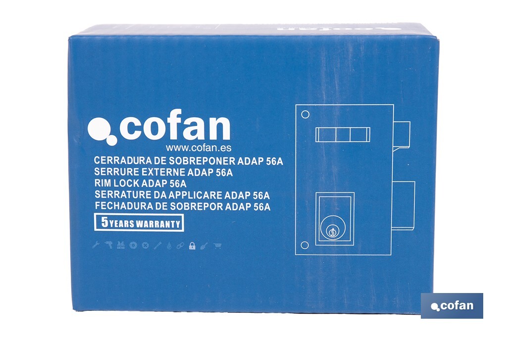 Cerradura de sobreponer de derecha | Adaptable al modelo 56A | Cilindro de Ø25 mm | Incluye 3 llaves | Disponible en dos medidas diferentes - Cofan