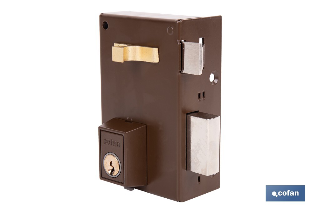 Cerradura de sobreponer de derecha | Adaptable al modelo 56A | Cilindro de Ø25 mm | Incluye 3 llaves | Disponible en dos medidas diferentes - Cofan