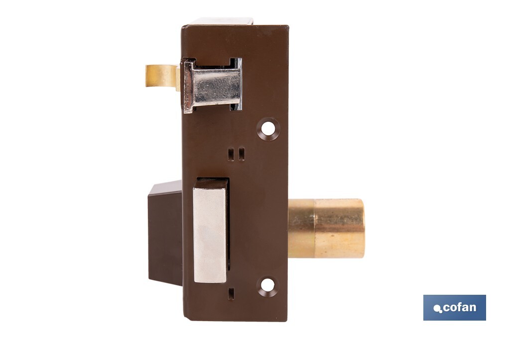 Cerradura de sobreponer de derecha | Adaptable al modelo 56A | Cilindro de Ø25 mm | Incluye 3 llaves | Disponible en dos medidas diferentes - Cofan