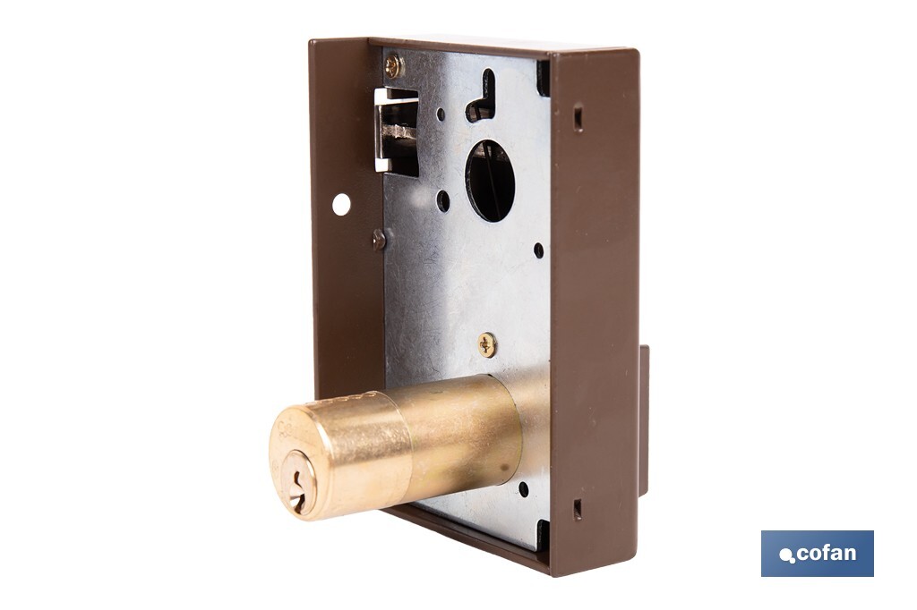 Cerradura de sobreponer de derecha | Adaptable al modelo 56A | Cilindro de Ø25 mm | Incluye 3 llaves | Disponible en dos medidas diferentes - Cofan
