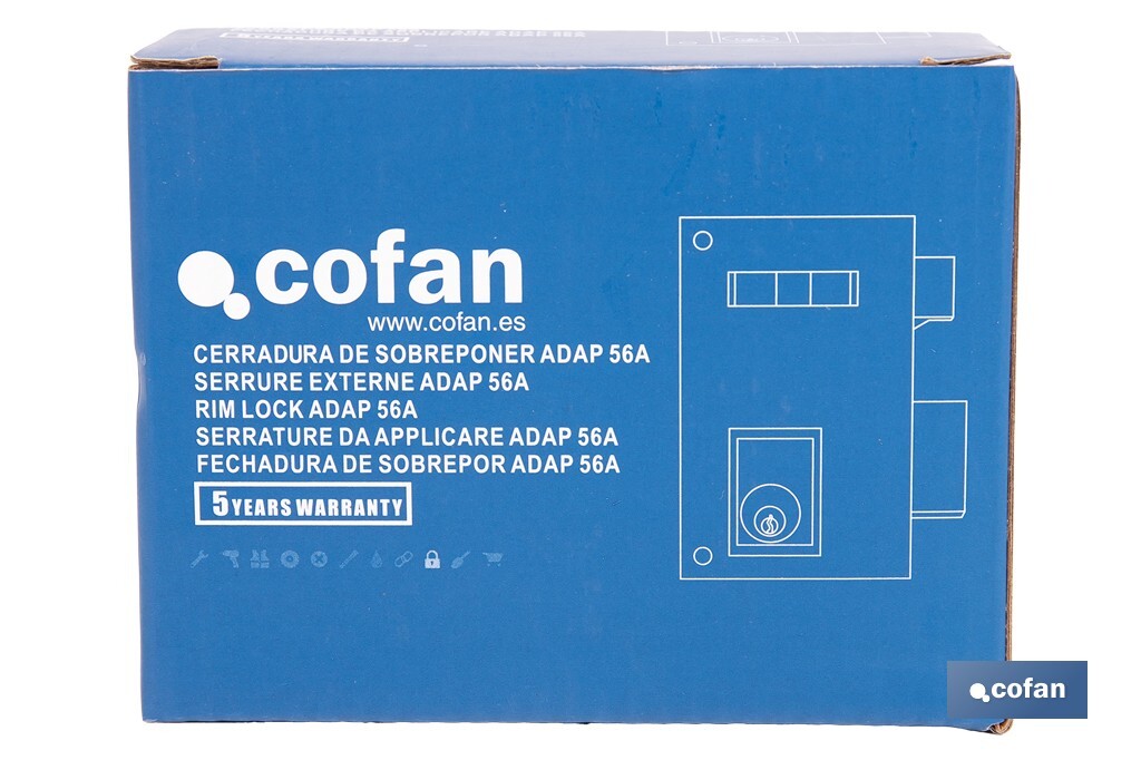 Cerradura de sobreponer de derecha | Adaptable al modelo 56A | Cilindro de Ø25 mm | Incluye 3 llaves | Disponible en dos medidas diferentes - Cofan
