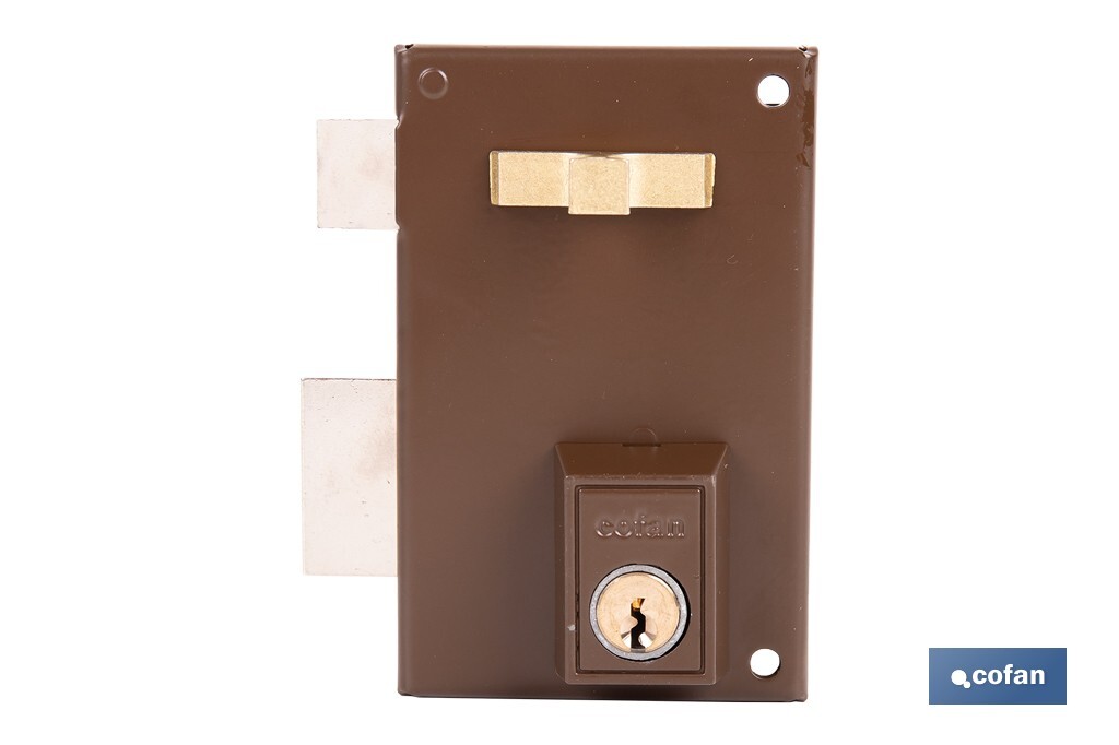Cerradura de sobreponer de izquierda | Adaptable al modelo 56A | Cilindro de Ø25 mm | Incluye 3 llaves | Disponible en dos medidas diferentes - Cofan