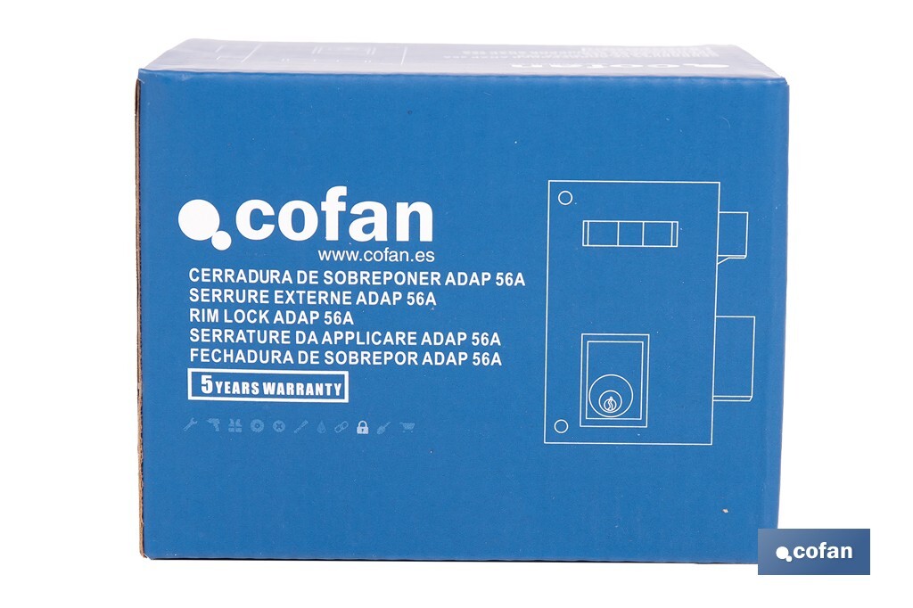 Cerradura de sobreponer de izquierda | Adaptable al modelo 56A | Cilindro de Ø25 mm | Incluye 3 llaves | Disponible en dos medidas diferentes - Cofan