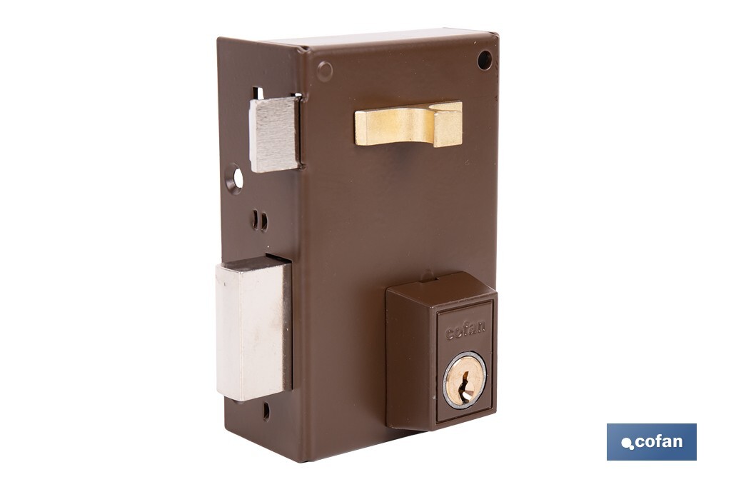 Cerradura de sobreponer de izquierda | Adaptable al modelo 56A | Cilindro de Ø25 mm | Incluye 3 llaves | Disponible en dos medidas diferentes - Cofan