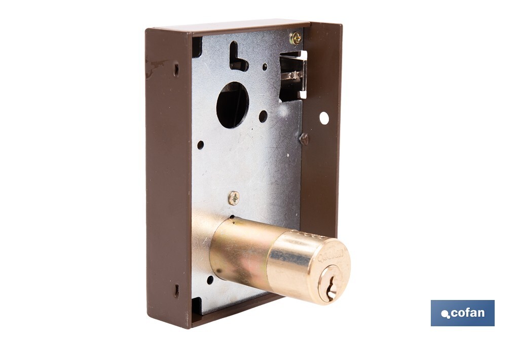 Cerradura de sobreponer de izquierda | Adaptable al modelo 56A | Cilindro de Ø25 mm | Incluye 3 llaves | Disponible en dos medidas diferentes - Cofan