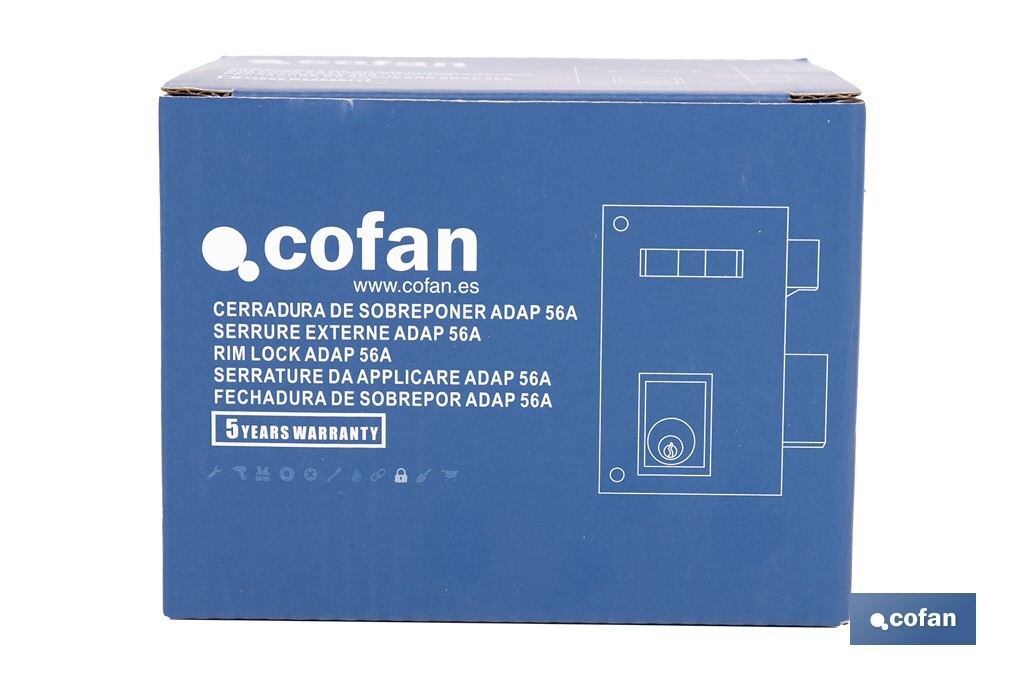 Cerradura de sobreponer de izquierda | Adaptable al modelo 56A | Cilindro de Ø25 mm | Incluye 3 llaves | Disponible en dos medidas diferentes - Cofan
