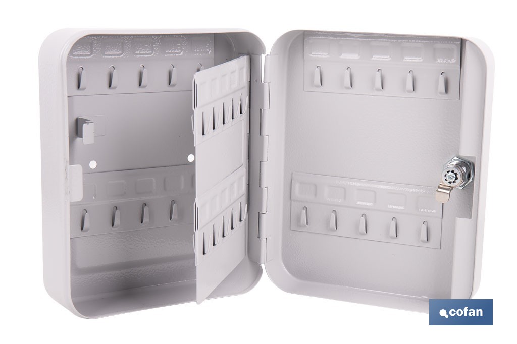 Armario metálico para llaves con cerradura | Incluye 2 llaves y kit de fijación | Disponible para 20, 40, 60 y 80 llaves - Cofan