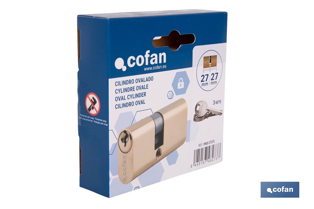 Cilindro Ovalado de perfil ovalado en acabado latón | Varias medidas disponibles - Cofan