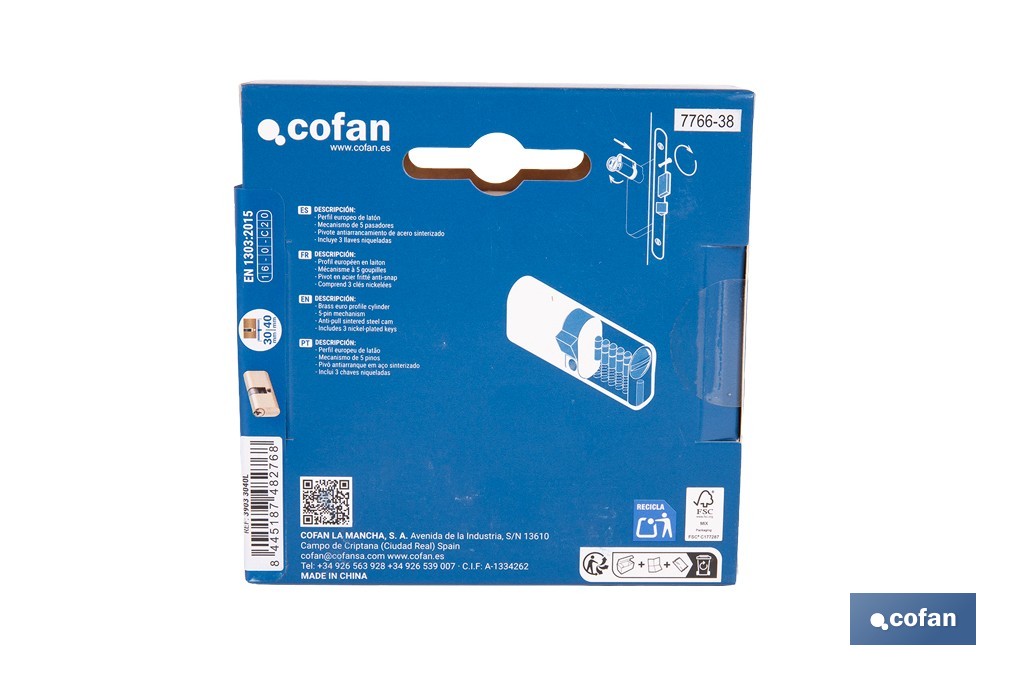 Cilindro Ovalado de perfil ovalado en acabado latón | Varias medidas disponibles - Cofan