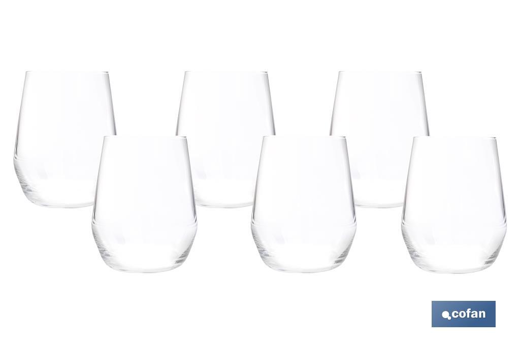 Pack de 6 verres à eau avec une contenance de 38 cl | Exempts à 100 % de plomb - Cofan