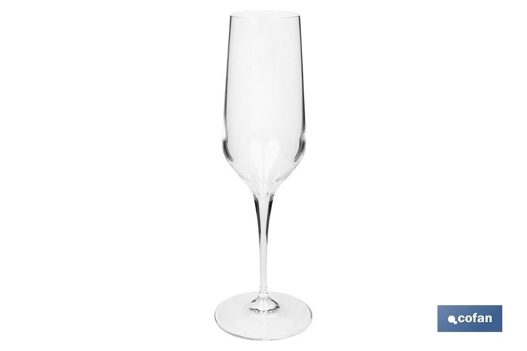 Pack of 6 champagne flutes | Ágata Model | Capacity: 23cl | 100% lead-free - Cofan