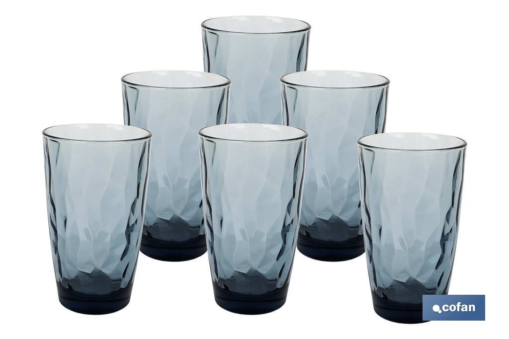 Pack of 6 tall tumbler glasses | Jade Model | Available in different capacities | Different colours - Cofan