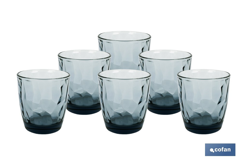 Pack of 6 tumbler glasses | Jade Model | Available in different capacities | Different colours - Cofan