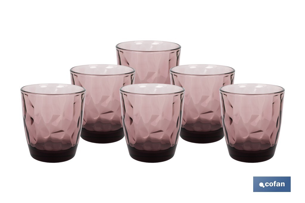 Pack of 6 tumbler glasses | Jade Model | Available in different capacities | Different colours - Cofan