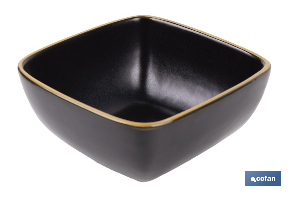 Vajilla de cerámica cuadrada en color negro con borde vintage | Set de 20 piezas | Apta para lavavajillas, microondas y horno - Cofan