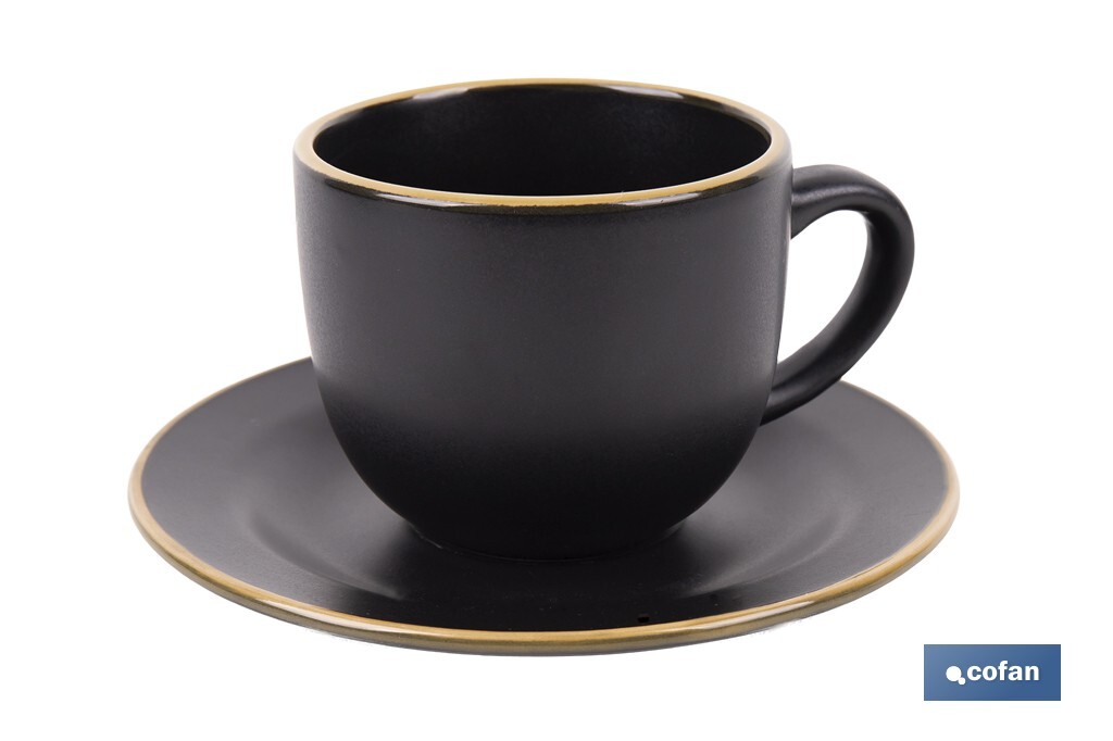 Vajilla de cerámica cuadrada en color negro con borde vintage | Set de 20 piezas | Apta para lavavajillas, microondas y horno - Cofan