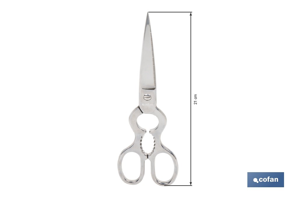 Tijeras de pescado | Adecuadas para uso profesional | Hojas de acero inoxidable | Longitud: 21 cm | Ideales para corte preciso de alimentos - Cofan