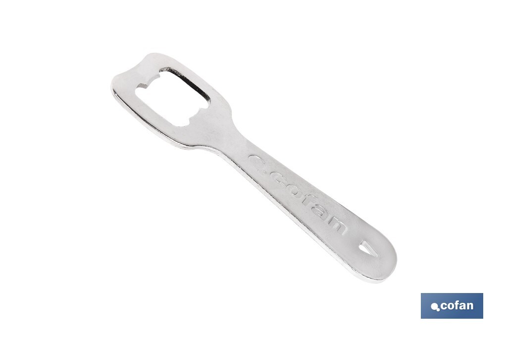 Abridor de botellas profesional | Material: acero cincado | Ideal para hostelería y uso doméstico | Medidas: 10,5 x 4 cm - Cofan
