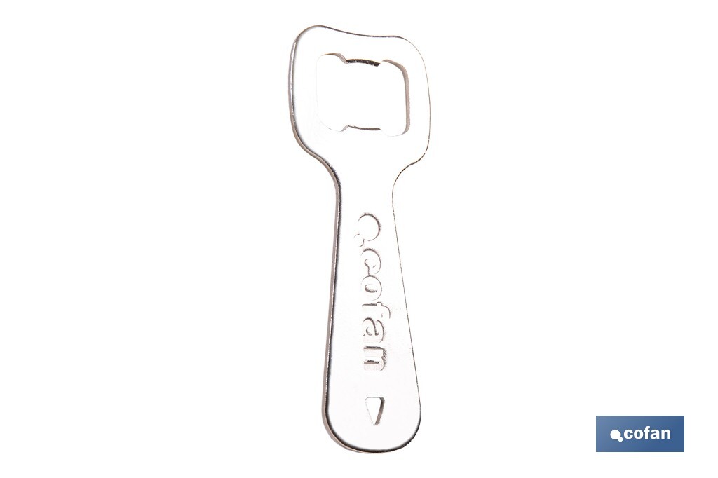 Abridor de botellas profesional | Material: acero cincado | Ideal para hostelería y uso doméstico | Medidas: 10,5 x 4 cm - Cofan