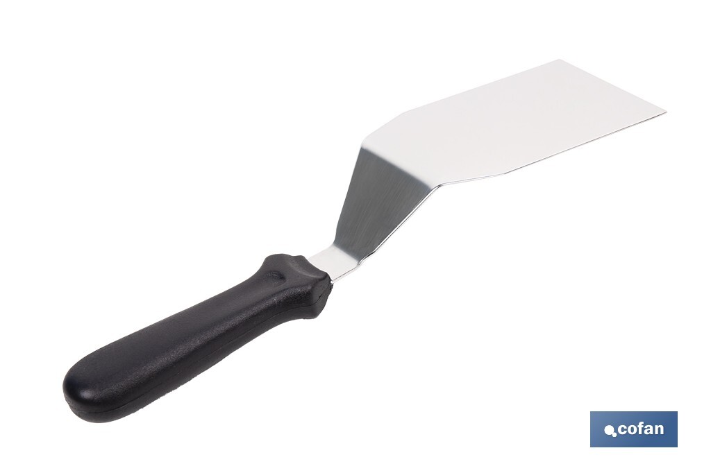 Espátula acodada de acero inoxidable | Perfecta para barbacoas, parrillas y planchas | Mango resistente y ergonómico - Cofan