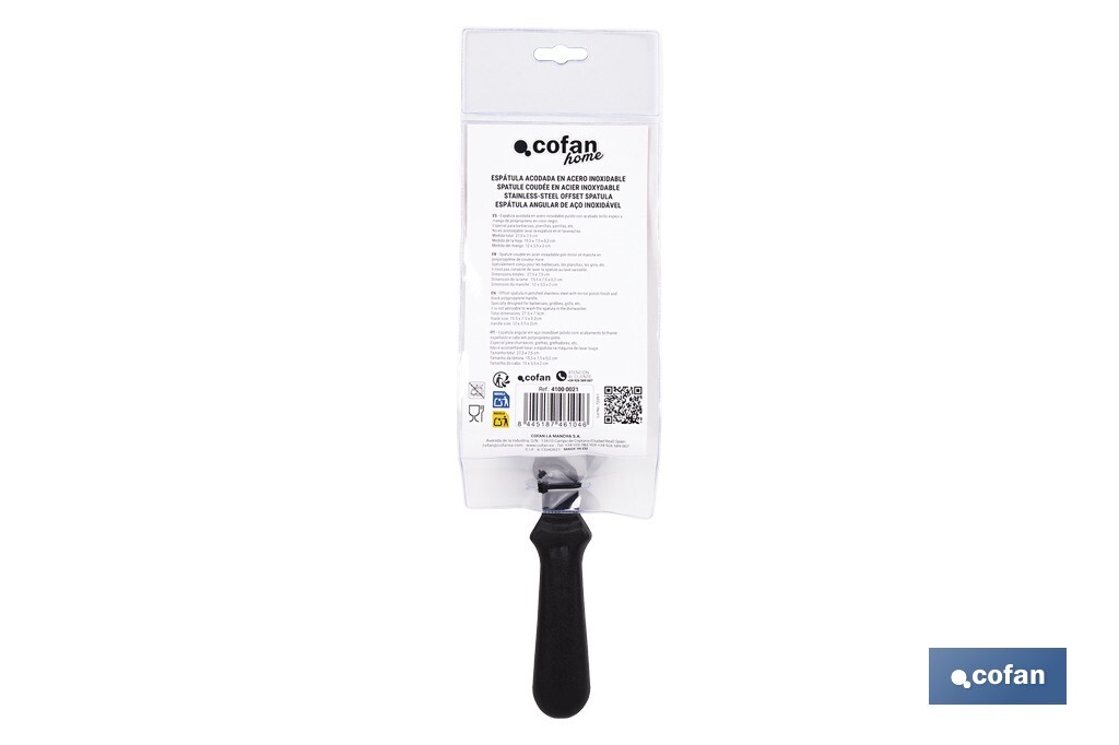Espátula acodada de acero inoxidable | Perfecta para barbacoas, parrillas y planchas | Mango resistente y ergonómico - Cofan