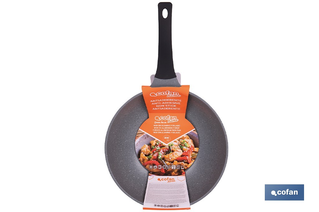 Sartén wok de inducción Ø30 cm gama Anzio | Aluminio forjado | Revestimiento antiadherente | Apta para todo tipo de cocinas - Cofan