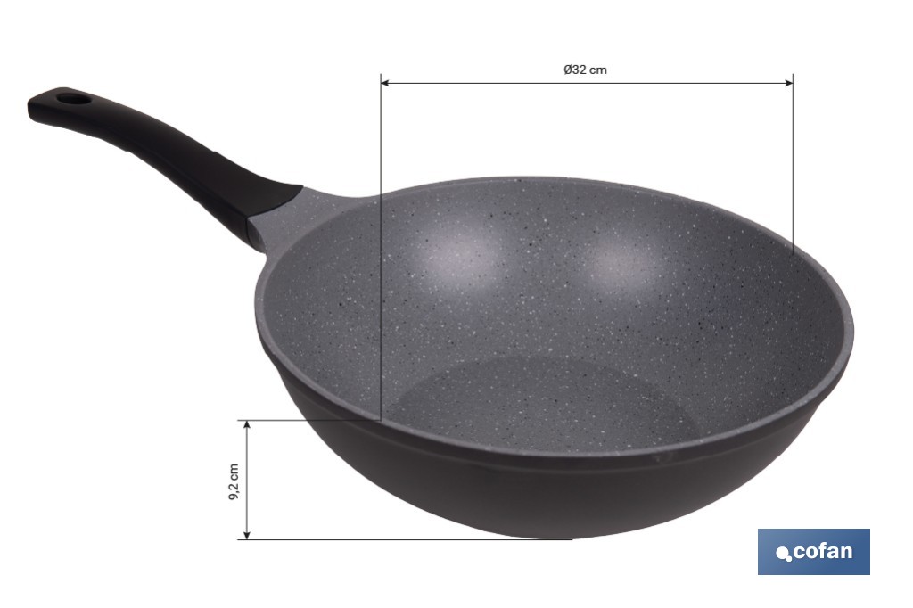 Sartén wok de inducción Ø30 cm gama Anzio | Aluminio forjado | Revestimiento antiadherente | Apta para todo tipo de cocinas - Cofan