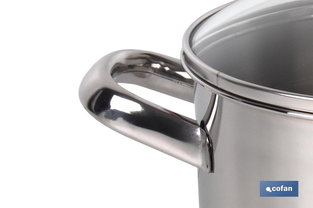 Stainless steel pot | With glass lid | Glossy finish and rust resistant | Different capacities and diameters | Induction - Cofan