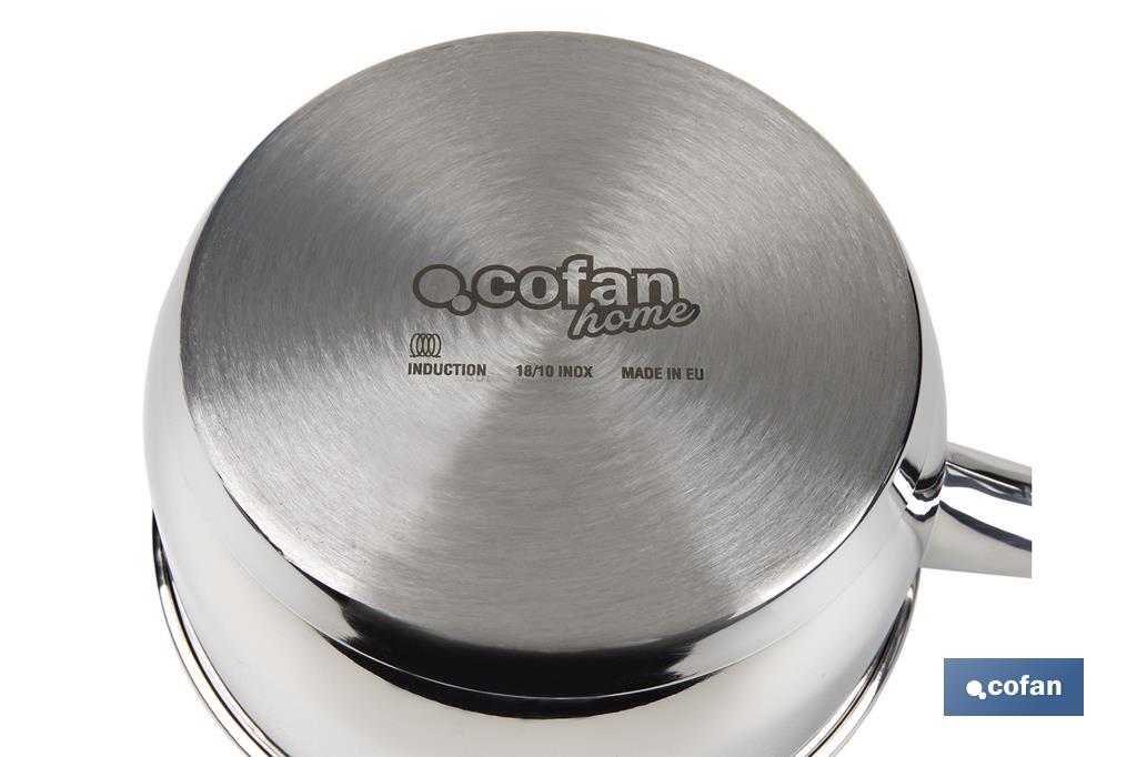 Stainless steel saucepan | Glossy finish and rust resistant | Three different diameters | Three different capacities - Cofan