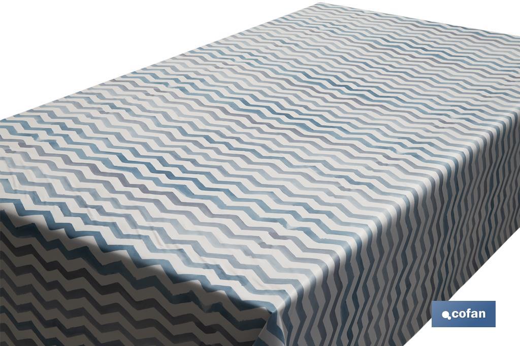 Stain-resistant digital print tablecloth roll with stripe design | 50% cotton and 50% PVC | Size: 1.40 x 25m
 - Cofan