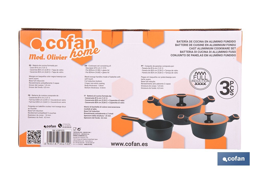 Batería de Cocina Full Induction | 3 Piezas | Aluminio Fundido - Cofan