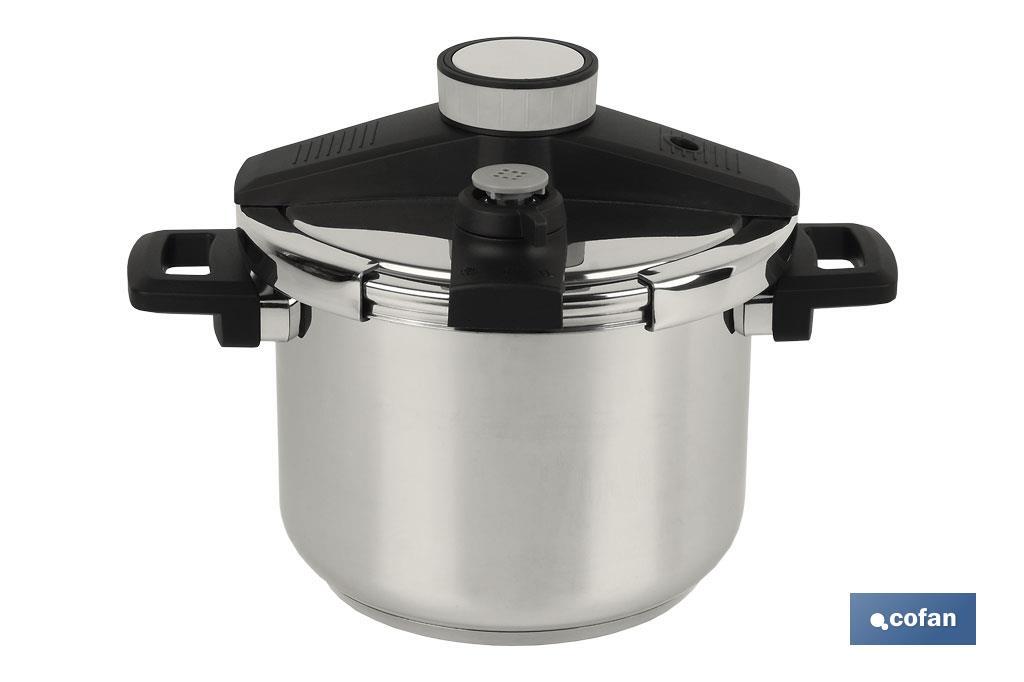 Pressure cooker of 4 or 6 litres, Queen Model | Stainless steel | Induction | One-handed lid closing - Cofan