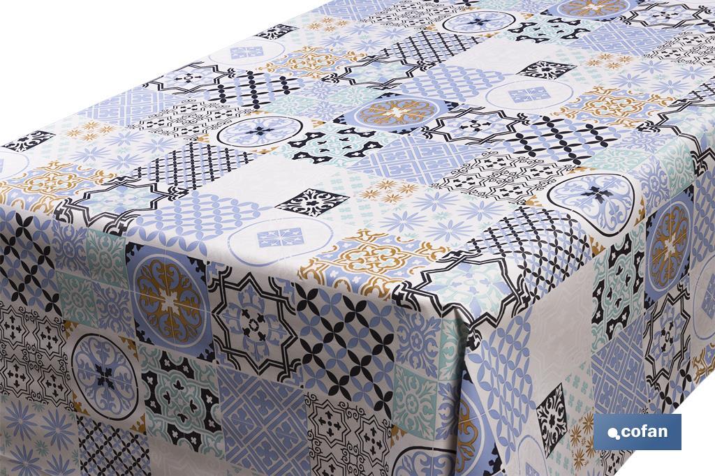 Rollo de semi hule básico | Mantel de PVC | Diseño con estampado de mosaicos | Medidas: 1,40 x 25 m - Cofan
