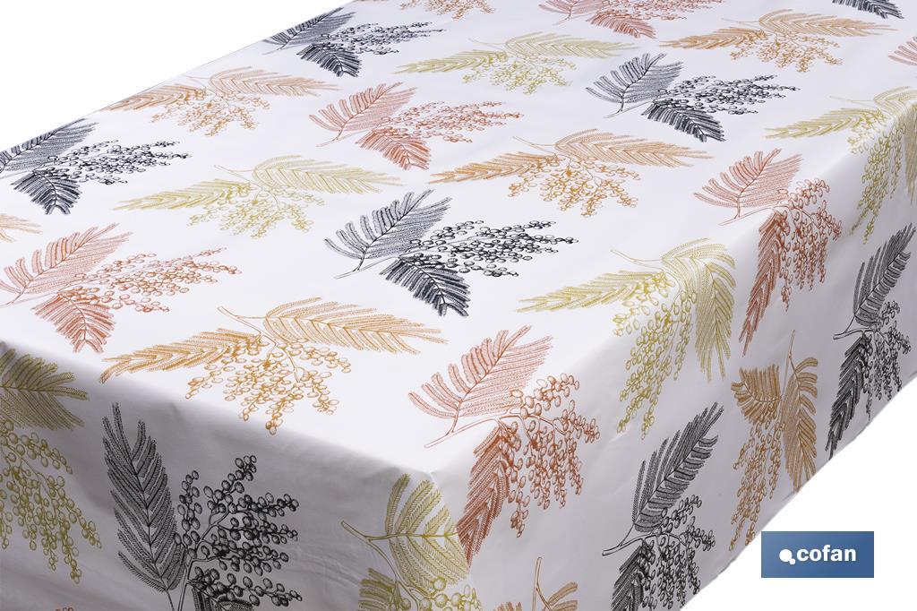 Rollo de semi hule básico | Mantel de PVC | Diseño con ramas | Medidas: 1,40 x 25 m - Cofan
