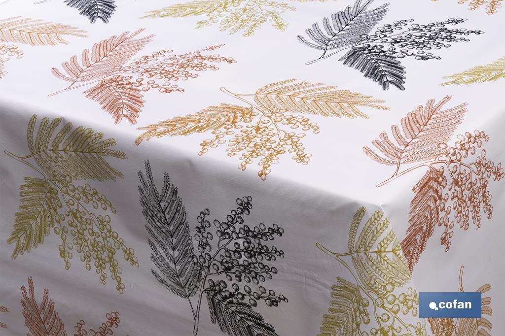 Rollo de semi hule básico | Mantel de PVC | Diseño con ramas | Medidas: 1,40 x 25 m - Cofan