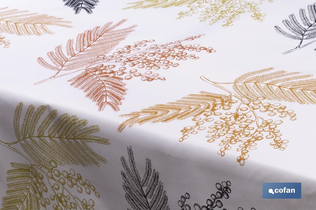 Rollo de semi hule básico | Mantel de PVC | Diseño con ramas | Medidas: 1,40 x 25 m - Cofan