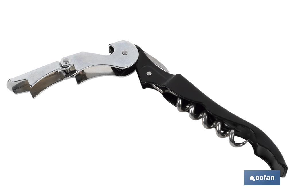 Professional corkscrew with foil cutter | Double-levered corkscrew | Stainless steel and polypropylene - Cofan