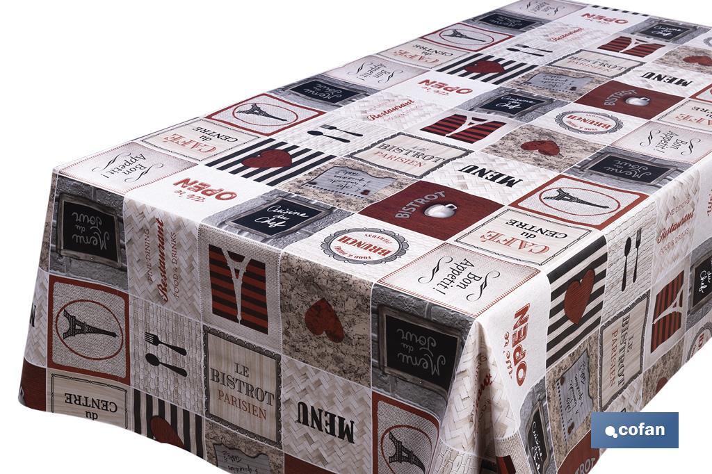 Rollo de semi hule básico | Mantel de PVC | Diseño parisino | Medidas: 1,40 x 25 m - Cofan