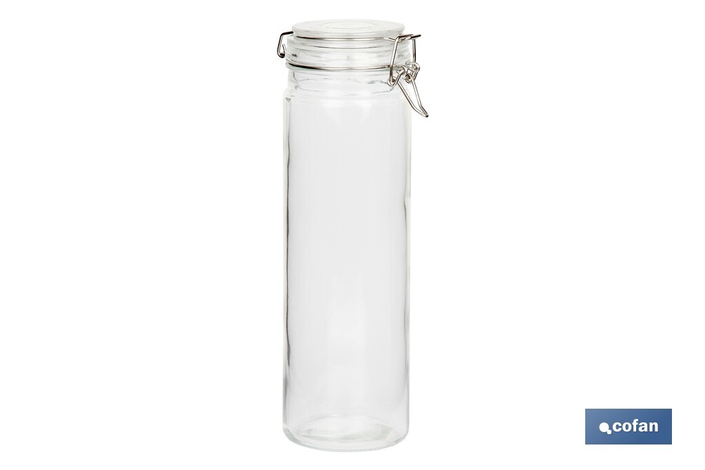 Set de 4 Frascos de Vidrio | Para Almacenamiento | Capacidad de 750 - 1150 - 1500 - 2100 ml - Cofan