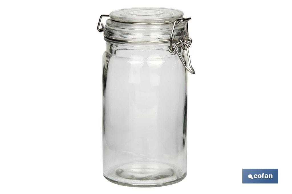 Set da 4 barattoli di vetro | Per la conservazione di alimenti | Capacità: 750 - 1150 - 1500 - 2100 ml - Cofan