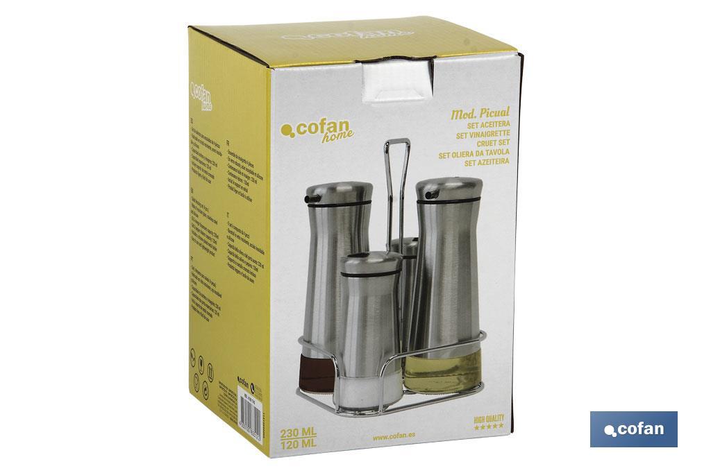 Set oliera da 4 pezzi | Capacità: 2 pezzi da 230 ml e 2 pezzi da 120 ml | Acciaio inossidabile - Cofan